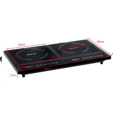 Load image into Gallery viewer, Double Plaque de Cuisson Electrique en Vitrocramique 1800W+1800W 2 Zones 8 Niveaux de Temprature/Puissance Variables Noir -