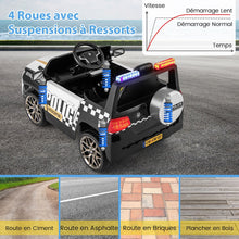 Load image into Gallery viewer, Voiture de Police Electrique Alimente par Batterie 12 V/7 A Tlcommande Connexion Sans Fil Musique Klaxon Sirne Lumires LED Blanc -