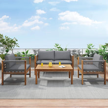 Load image into Gallery viewer, Salon de Jardin,Salon de Jardin 4 Personnes,avec canapé,Table Basse et Coussins,Housse en Tissu déhoussable et Lavable,Noir (Coussins d'assise Inclus)