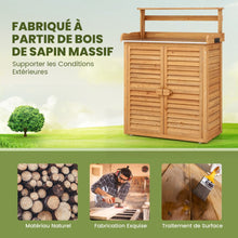 Load image into Gallery viewer, Banc d'Empotage d'Extérieur Table de Jardinage avec Comptoir en Métal Galvanisé 3 Crochets de Suspension Etagères Amovibles Naturel -