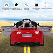 Load image into Gallery viewer, Voiture TTRS Electrique pour Enfants 12V Max. 5 Km/h Double Porte avec Tlcommande 2.4G Blanc/Rouge -