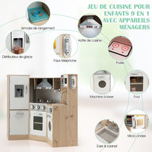 Load image into Gallery viewer, Cuisine Enfants en Bois XXL Angle 105 x 49 x 85 cm ( L x l x H ) Cuisine Complet avec Four Lave Linge 3 An+ -