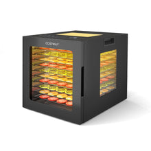 Load image into Gallery viewer, Déshydrateur Alimentaire Séchoir à 10 Plateaux en Acier Inoxydable avec 10 Programmes Préréglés Minuterie de 48H&amp;Température de 30-75Noir -