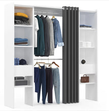 Load image into Gallery viewer, Dressing Extensible Blanc &amp; Gris avec Rideau - tagres - Double Penderie -