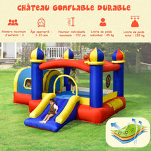 Load image into Gallery viewer, Ch芒teau Gonflable pour Enfant avec Espace de Rebonds Petite Maison Toboggan Panier de Basket(sans Gonfleur) -