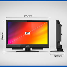 Load image into Gallery viewer, Cello C1624F 16" Full HD LED TV Integrierter -Player Triple Tuner DVB-T/T2-C-S/S2 HDMI USB 230V „Pitch Perfect Sound“ für EIN einzigartiges Klangerlebnis
