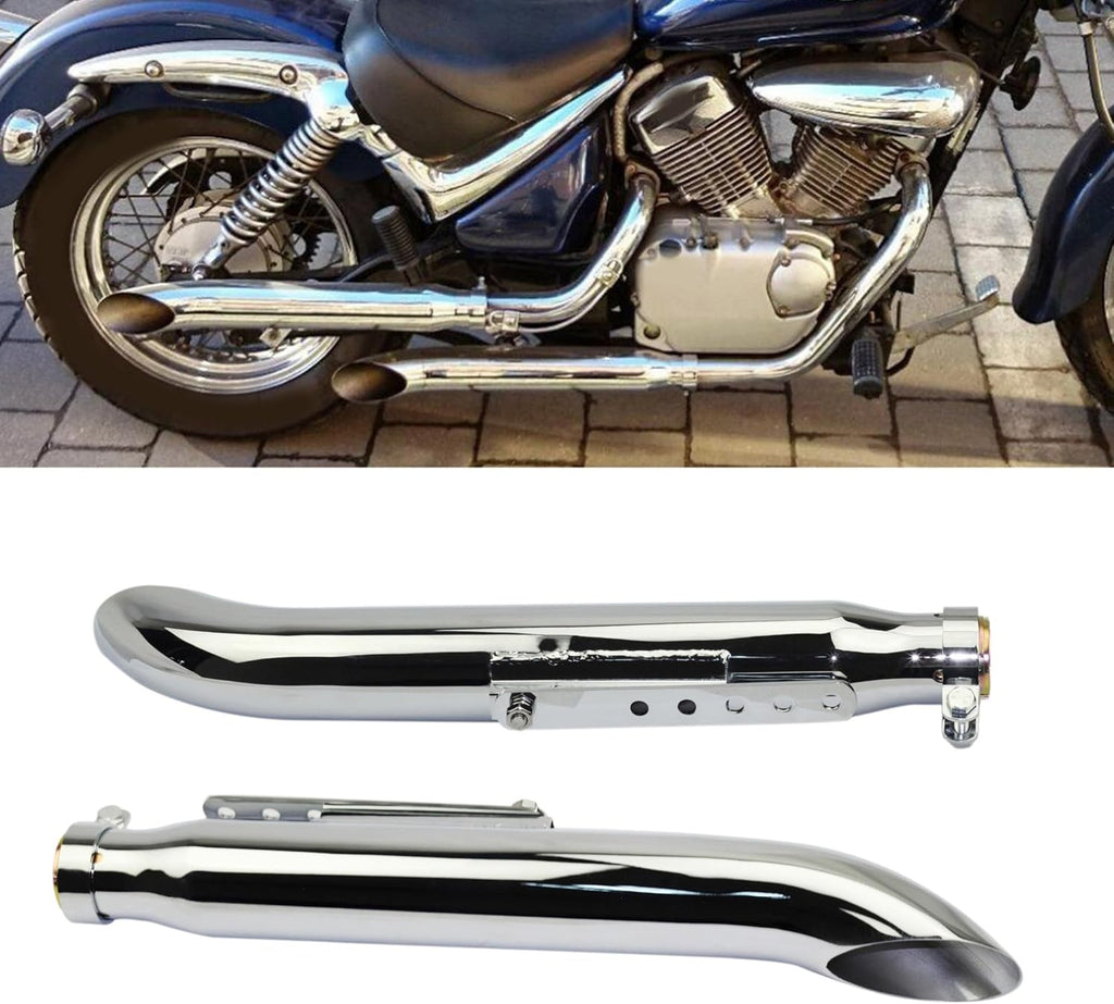 ZIAYI 1 Paire Tuyau De Silencieux D'échappement De Moto pour Harley pour Suzuki VL 125 800 1500 Intruder Bobber Chrome Conique Tourner Silencieux De Fer (Color : Chrome)