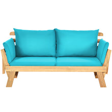 Load image into Gallery viewer, Chaise Longue Convertible avec Coussin Canapé de Jardin 2 en 1 en Bois d’Acacia avec Accoudoir Réglable pour Patio Piscine Jardin Blanc/Gris/Bleu/Rouge -