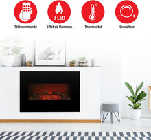 Load image into Gallery viewer, Classic Fire Cheminée Electrique Memphis - Cheminee Decorative 1800W - Cheminée Électrique avec Effet Flame, Chauffage, Télécommande et Minuterie - Fixation Murale - Noir