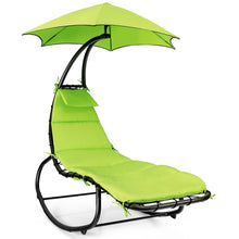 Load image into Gallery viewer, Bain de Soleil  Bascule Transat Suspendu avec Pare-Soleil &amp; Coussin Hamac Charge 150KG 184 cm x 147 cm x 187 cm Vert -