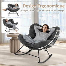 Load image into Gallery viewer, Chaise  Bascule d'Intrieur et d'Extrieur Chaise Papasan Surdimensionne avec Coussin Rembourr &amp; Cadre en Mtal Capacit 205 Kg Gris -