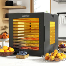 Load image into Gallery viewer, Déshydrateur Alimentaire Séchoir à 10 Plateaux en Acier Inoxydable avec 10 Programmes Préréglés Minuterie de 48H&amp;Température de 30-75Noir -