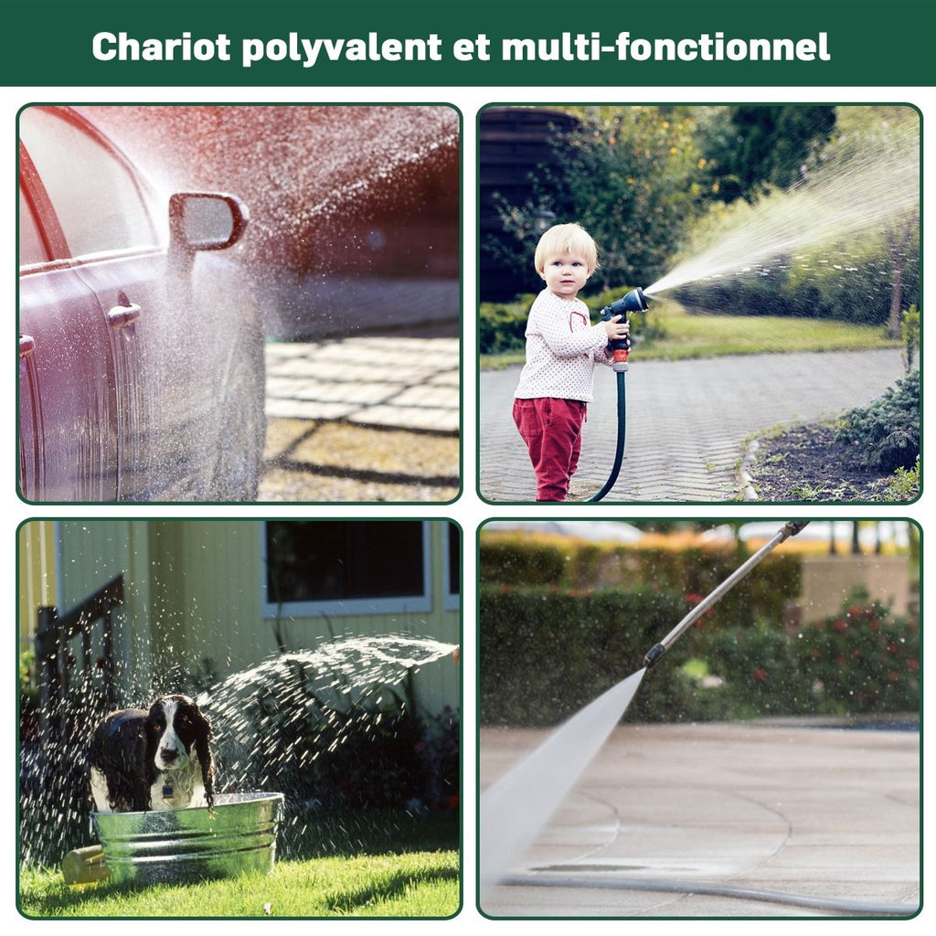 Dvidoir de Tuyau d橝rrosage avec 4 Roulettes Chariot pour 1.7m de Tuyau d橝rrosage Panier,95x62x113cm,Vert -
