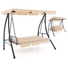 Load image into Gallery viewer, Balancelle d'Extérieur Convertible 2 Places avec Lit Plat Hamac de Terrasse avec Auvent Réglable et Coussin Amovible Pour Jardin -