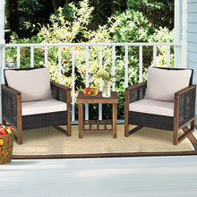 Load image into Gallery viewer, Ensemble Salon de Jardin en Bois d'Acacia Rotin Artisanal Anti-soleil Résistant aux Intempéries pour Porche Balcon Terrasse -