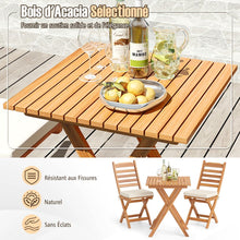 Load image into Gallery viewer, Ensemble Bistrot d'Extrieur en Bois d'Acacia Ensemble de Chaises Pliantes et Table Coussins de Sige Sans Accoudoirs  Dossier Haut Blanc -