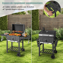 Load image into Gallery viewer, Barbecue  Charbon de Bois Portable avec 2 Tables d'Appoint Noir -