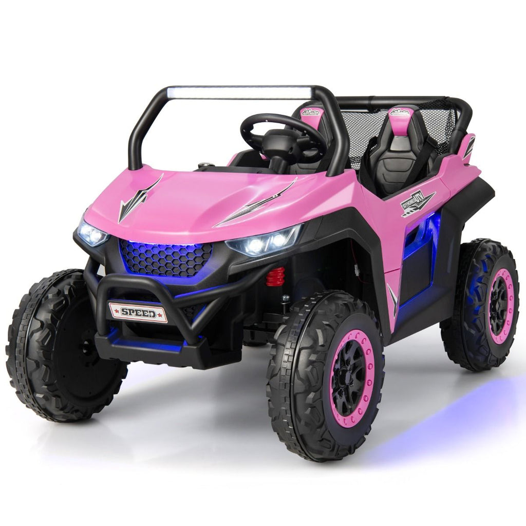 Voiture lectrique Enfant 12 V Tlcommande pour 3-8 Ans 2 Vitesses Ressort de Suspension Charge 59KG 118x74x71CM Noir/Rose/Rouge -