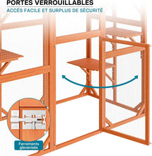 Load image into Gallery viewer, Wiltec Enclos extérieur – 168 x 82 x 166,5 cm – en Bois de Sapin et avec Grillage – Parc pour Chat résistant aux intempéries – avec 6 Zones de Repos – Félins