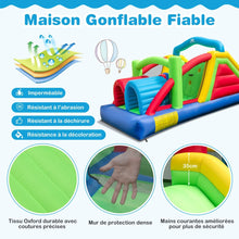 Load image into Gallery viewer, Château Gonflable pour 4 Enfants avec 2 Toboggans Tunnels Zone de Rebond Escalade Obstacles Maison de Jeu avec Souffleur de 680 W -