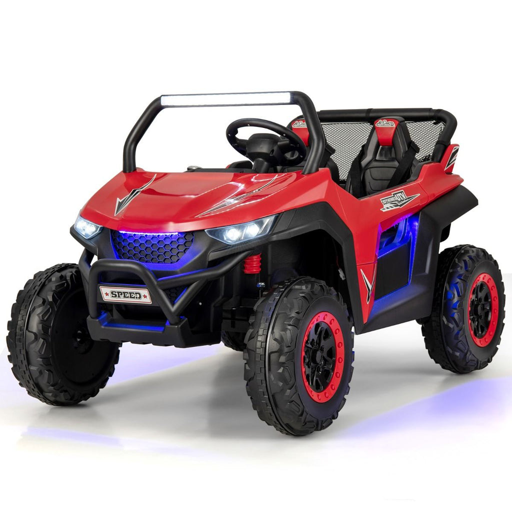 Voiture lectrique Enfant 12 V Tlcommande pour 3-8 Ans 2 Vitesses Ressort de Suspension Charge 59KG 118x74x71CM Noir/Rose/Rouge -