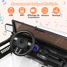 Load image into Gallery viewer, Voiture lectrique 24v pour Enfants 2 Places Tlcommande Musique Histoire Klaxon Usb Fonction de Dmarrage Lent Suspensions  Ressort Blanc/Noir/Rose/Violet -