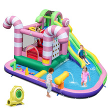 Load image into Gallery viewer, 9 en 1 Ch芒teau Gonflable en Forme Bonbons avec Toboggan Maison de Saut Gonflable avec Pistolet  Eau Charge 90kg pour 2 Enfants de 3-10 Ans -
