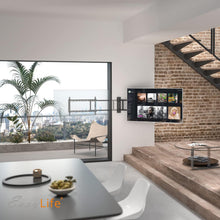 Load image into Gallery viewer, EasyLife Support TV Mural pivotant électriquement jusqu'à 170°, Support Mural VESA jusqu'à 600x400 pour LCD/OLED, téléviseur, Moniteur, écran, Smartboard de 32-75 Pouces &amp; 50kg Max (Blanc)