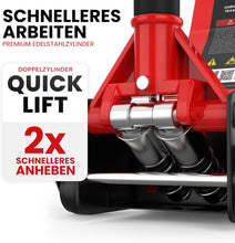 Load image into Gallery viewer, Cric hydraulique 3T - Hauteur de Levage Plate : 75-505 mm - avec 2 Supports en Caoutchouc - Cric hydraulique Professionnel - roulettes de Levage à 360°, GTWH3000