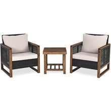 Load image into Gallery viewer, Ensemble Salon de Jardin en Bois d'Acacia Rotin Artisanal Anti-soleil Résistant aux Intempéries pour Porche Balcon Terrasse -