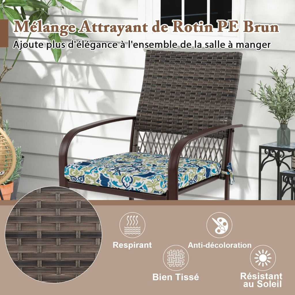 Ensemble de Meubles de Patio 5 Pices Salon de Jardin 4 Fauteuils en Rotin avec Coussins et Table Carre avec Trou pour Parasol -
