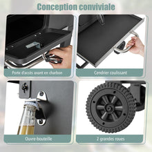 Load image into Gallery viewer, Barbecue  Charbon de Bois Portable avec 2 Tables d'Appoint Noir -