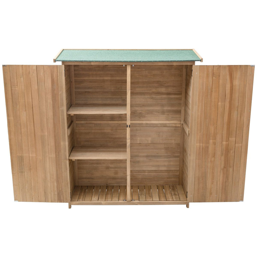 Abri de Jardin en Bois Cabane de Jardin Extérieur Double Portes avec Loquet Toit Incliné en Asphalte Cabanon Jardin Extérieur 140 x 50 x 162 cm Naturel -