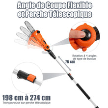 Load image into Gallery viewer, Élagueuse Télescopique sur Perche sans Fil 198 -274 cm Coupe Branche avec Batterie 20V et Chargeur Orange -