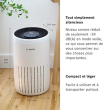 Load image into Gallery viewer, Bosch Air 4000i - Purificateur d'air intelligent - Couvre 62,5 m² - Filtre efficacement plus de 99% des polluants - Mode Auto/Sommeil (< 25 dB(A)) - CADR : 300 m³/h - Connectivité avec écran et app