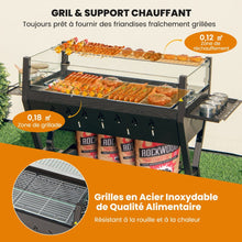 Load image into Gallery viewer, Barbecue  Charbon de Bois Gril au Charbon de Bois en Acier Inoxydable avec Pare-vent Supports d'Assaisonnement tagre de Rangement Marron -