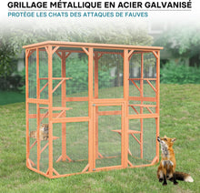 Load image into Gallery viewer, Wiltec Enclos extérieur – 168 x 82 x 166,5 cm – en Bois de Sapin et avec Grillage – Parc pour Chat résistant aux intempéries – avec 6 Zones de Repos – Félins
