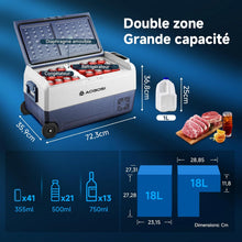 Load image into Gallery viewer, AAOBOSI Glaciere a Compression 36l, Glaciere Electrique Double Zone WiFi APP, 12 V/24 V et 100-240 V Frigo Camping, -20 ℃ à 20 ℃, pour Voiture, Camion, Bateau, Camping, Car, Caravanes,Voyageant,Maison
