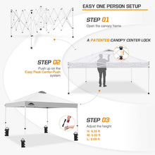 Load image into Gallery viewer, EAGLE PEAK Pop-up tonnelle de Jardin Pliable 3x3m, Tente Pliante avec Pieds Droits Hauteur réglable auvent pour Camping Plage Festival avec Sac à roulettes (Blanc)