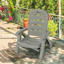 Load image into Gallery viewer, Chaise Longue Pliable Dossier Inclinable à 5 Positions avec Roues Intégrées pour Terrasse Jardin Piscine 150 kg Gris/Blanc/Bleu -