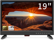 Load image into Gallery viewer, TV 19 Pouces,Full HD 1080P LED avec Récepteur Numérique T2/H.256 DTT Freeview, 12v avec HDMI USB et entrée RCA VGA,Convient pour la Chambre,la Cuisine,Camping Car (1920 * 1080)