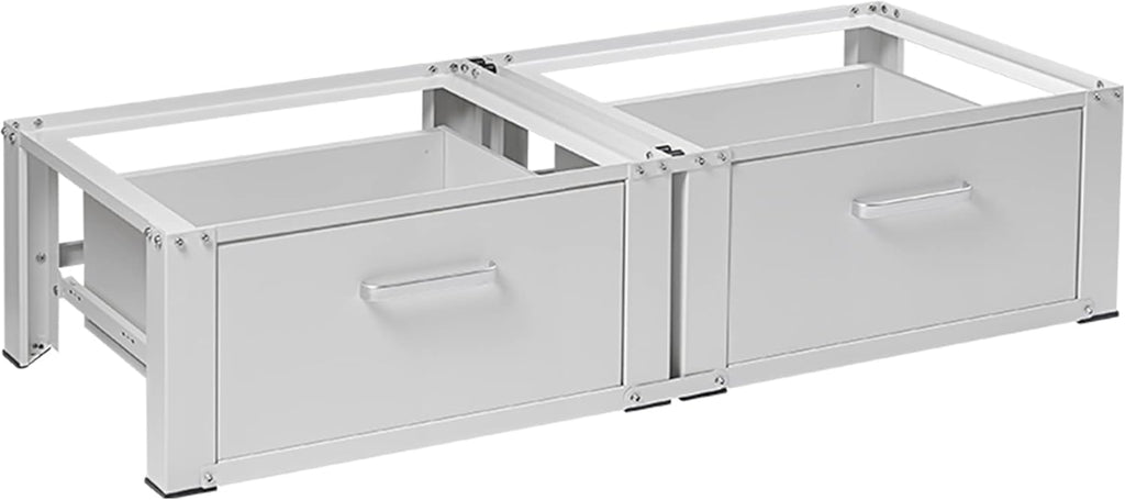 Vonia lave-linge surélevé - Support pour lave-linge avec tiroir intégré - Double - Blanc