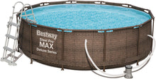 Load image into Gallery viewer, Power Steel Deluxe Piscine tubulaire ronde avec cadre en acier solide Kit complet Aspect rotin 366 x 100 cm,Marron