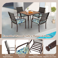 Load image into Gallery viewer, Ensemble de Meubles de Patio 5 Pices Salon de Jardin 4 Fauteuils en Rotin avec Coussins et Table Carre avec Trou pour Parasol -