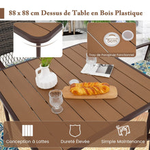 Load image into Gallery viewer, Ensemble de Meubles de Patio 5 Pièces Salon de Jardin 4 Fauteuils en Rotin avec Coussins et Table Carrée avec Trou pour Parasol -