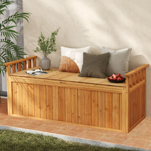 Load image into Gallery viewer, Banc de Rangement en Bois Banc d'Extrieur  2 Places de 209 L avec Accoudoirs Coffre de Stockage en Bois Charge 100KG Naturel -