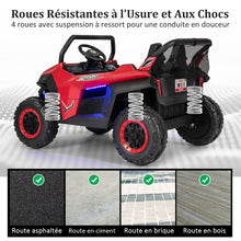 Load image into Gallery viewer, Voiture électrique Enfant 12 V Télécommande pour 3-8 Ans 2 Vitesses Ressort de Suspension Charge 59KG 118x74x71CM Noir/Rose/Rouge -