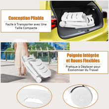 Load image into Gallery viewer, Chaise Longue Pliable Dossier Inclinable à 5 Positions avec Roues Intégrées pour Terrasse Jardin Piscine 150 kg Gris/Blanc/Bleu -