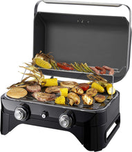 Load image into Gallery viewer, Attitude2go,Barbecue de Table à Faible fumée,BBQ Portable,à Couvercle,thermomètre,et Grille en Fonte,Alimentation : Cartouche de gaz CV 470 Plus,Gris