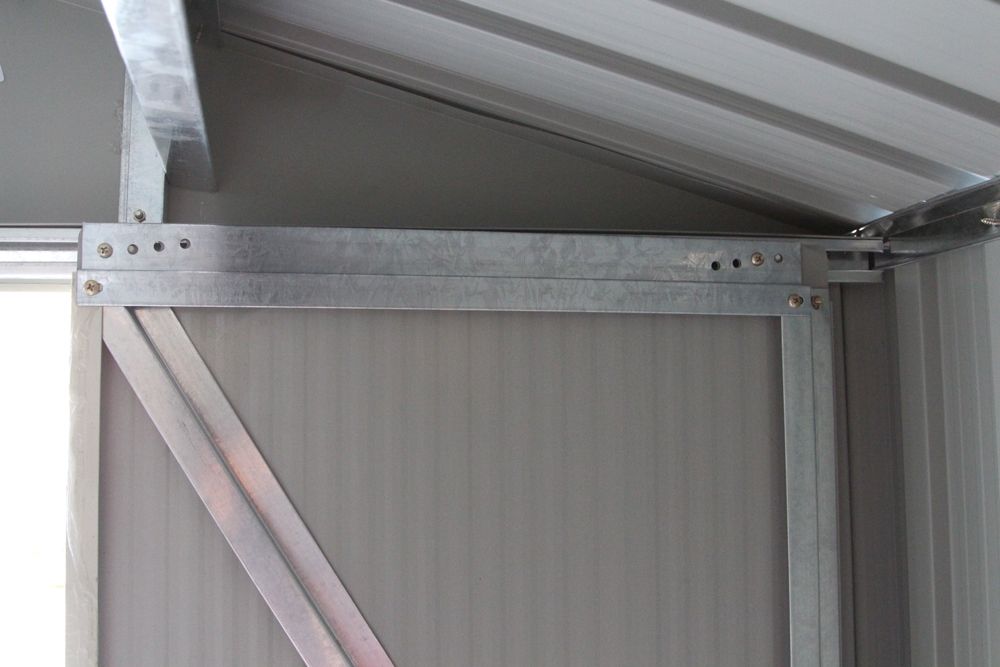 Abri de Jardin en Tôle Galvanisée Cabane de Rangement à Outils Porte Double 2 Aérations,277x191x192cm,Gris et Blanc -